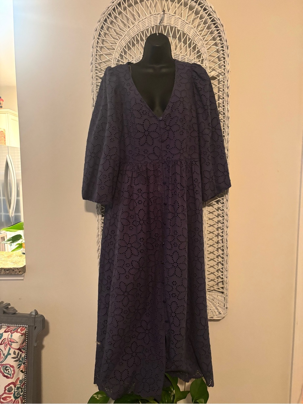 Tyler Boe Navy Eyelet Maxi Dress